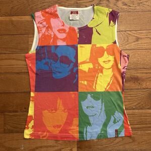 Vintage Y2K Miss Sixty Andy Warhol Pin Up Party Girl Tank Top Large